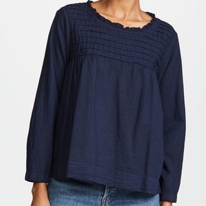 XiRENA Navy Blue Poplin Top Size Small
